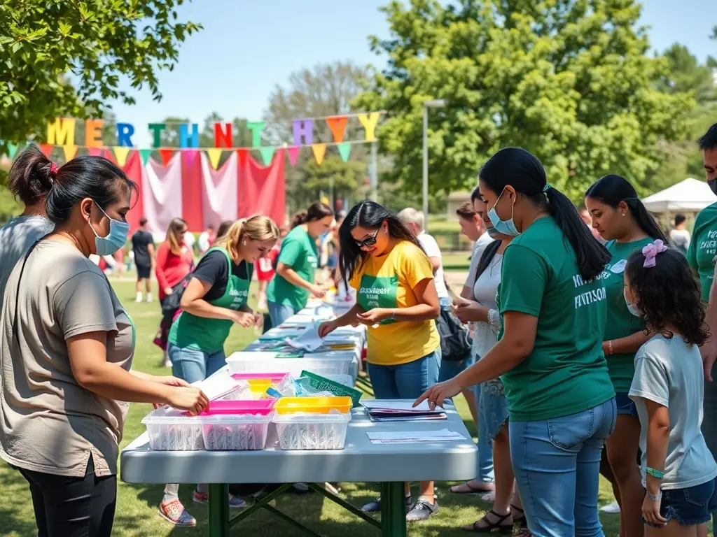 A photograph capturing a group of volunteers working together to set up for a CAS COLLONGES ANIMATIONS SPECTACLES event, emphasizing the organization's reliance on community support and collaboration.