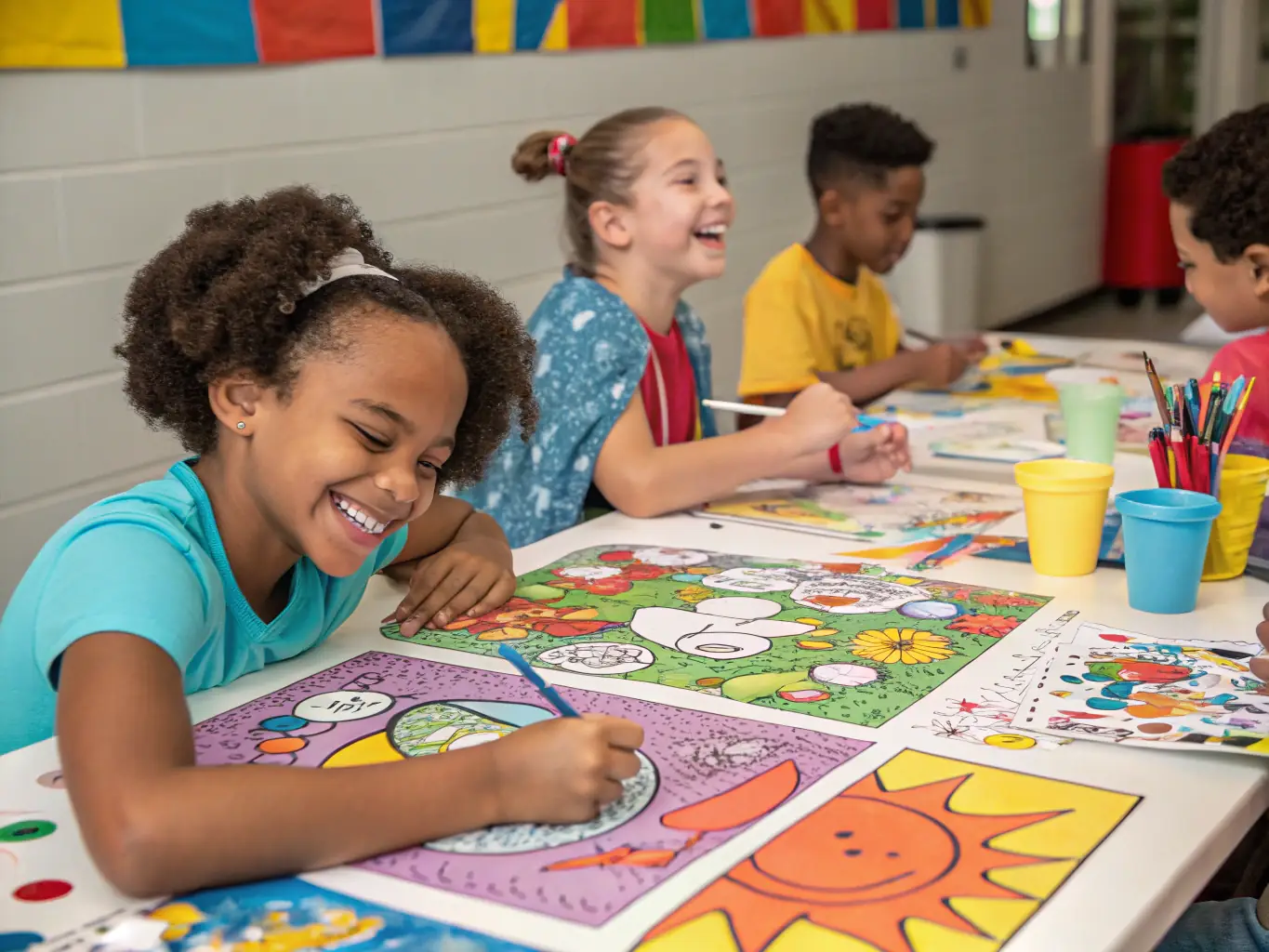 An image showing children participating in an arts and crafts workshop during a CAS COLLONGES ANIMATIONS SPECTACLES event, highlighting the organization's commitment to youth engagement and creative expression.